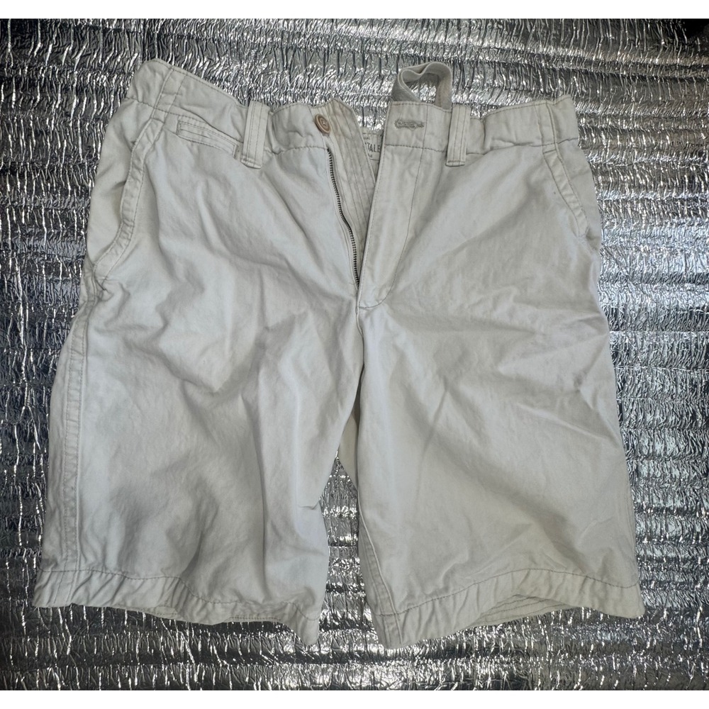 Aeropostale Mens Khaki Flat Front Chino Shorts Beige Size 36 A87 Cotton Twill